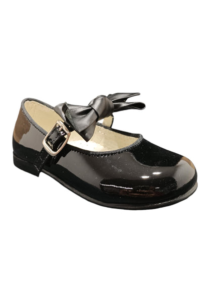 Ballerina bambino Panyno B2601 nero vernice fibbia fiocco estraibile elegance
