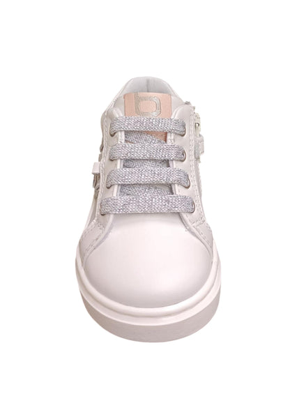 Scarpe sneakers Bambine balducci cita  bianco-argento laccio e zip laterale