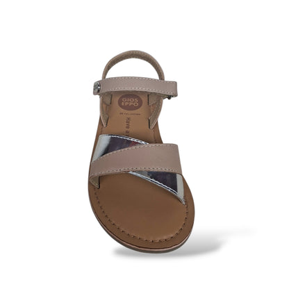 Sandali Bambina GIOSEPPO VANSBRO 78945 – Cipria e Oro in Pelle | Velcro per un Look Delicato e Prezioso