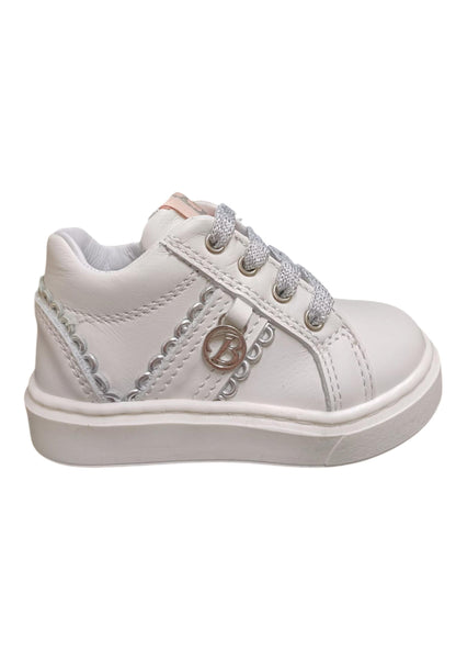 Scarpe sneakers Bambine balducci cita  bianco-argento laccio e zip laterale