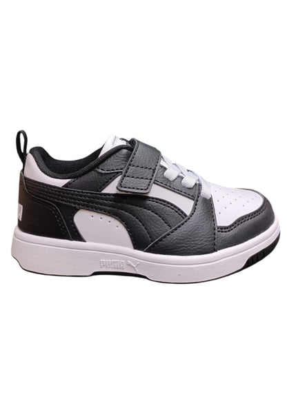 Scarpe sneakers Bambini e ragazzi PUMA REBOUND  nero-bianco laccio elastico e velcro