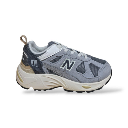 New Balance 878 Sneakers Bambini Ragazzi Grigio Bianco | Taglia 20-35 | Suede Tessuto | Scarpetteria Gica