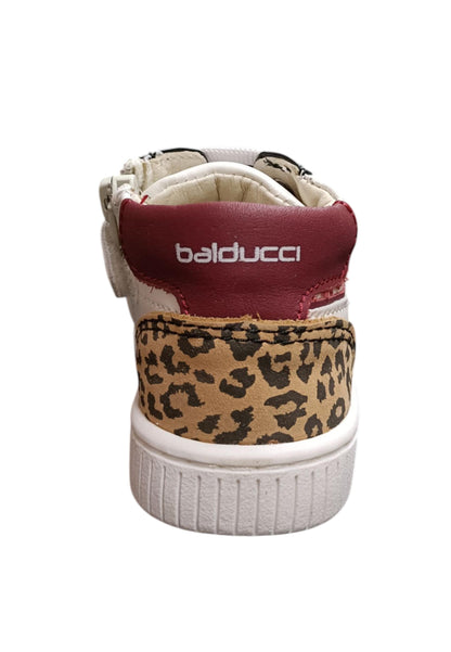 Sneakers primi passi bambina Balducci Cita bianco nero fucsia maculato pelle - Stile animalier con lacci