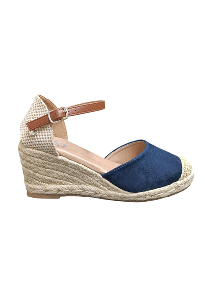Espadrillas donna XTI Zapato Cuna blue cuoio zeppa laccio summer style