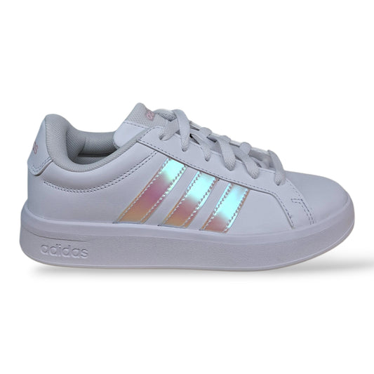 adidas-grand-court-jq1978-sneakers-bambine-bianco-cangiante-iridescente-pelle-lacci-taglie-36-40-scarpetteria-gica-trani
