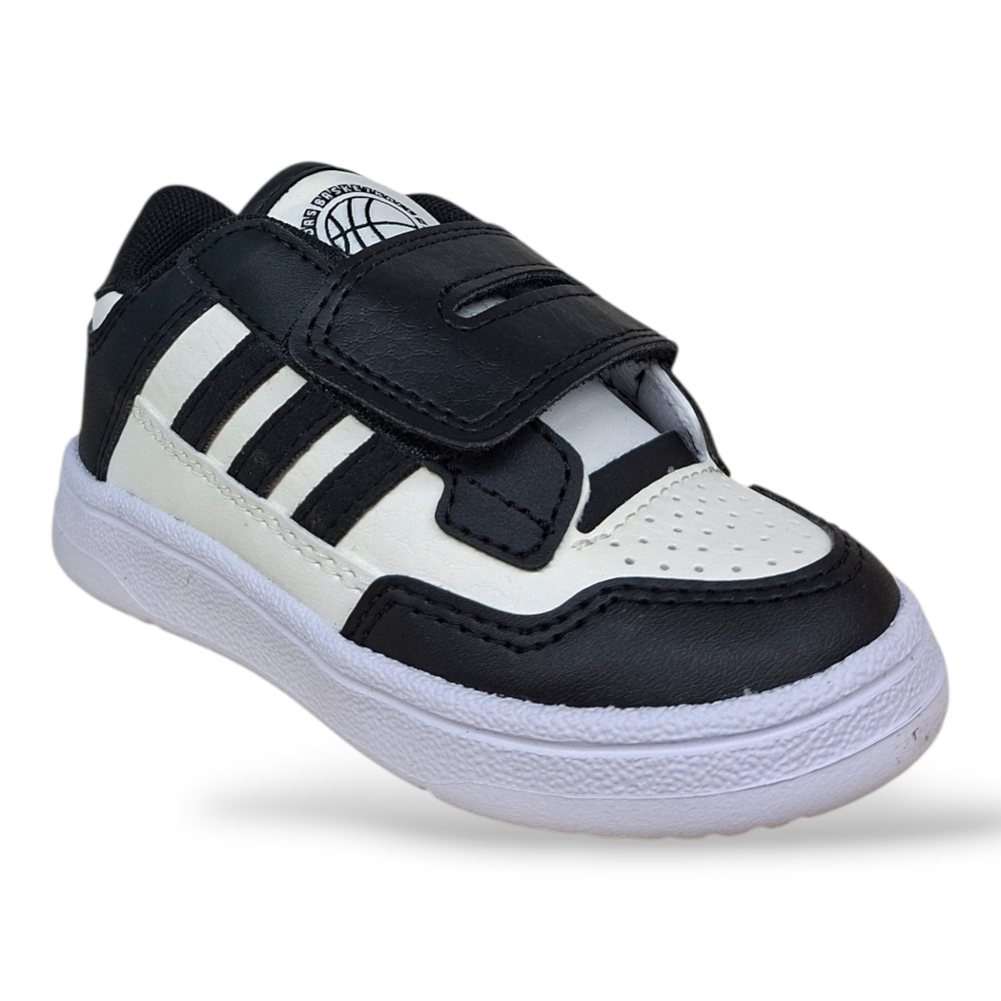scarpe-bambini-piccoli-adidas-rapid-court-nero-bianco-velcro-strappo-scuola-materna-primaria-scarpetteria-gica-trani

