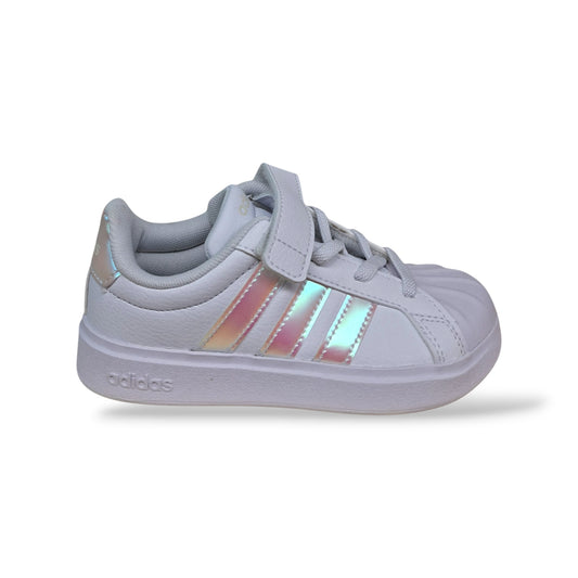 adidas-streettalk-jq1807-sneakers-bambine-bianco-cangiante-iridescente-laccio-elastico-velcro-taglie-28-35-scarpetteria-gica-trani
