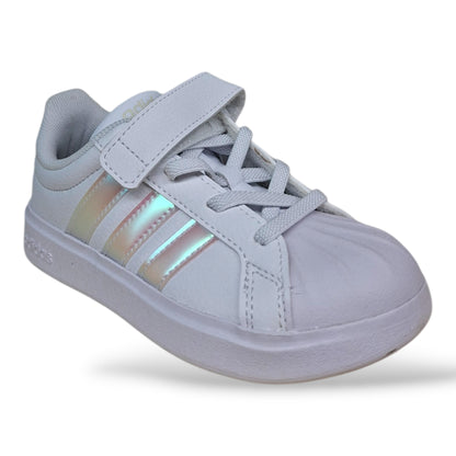 scarpe-bambine-adidas-streettalk-bianco-cangiante-iridescente-laccio-elastico-strappo-scuola-primaria-scarpetteria-gica-trani
