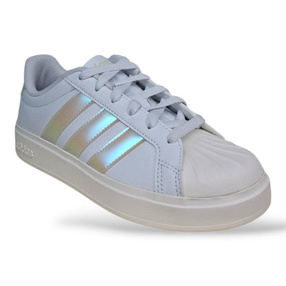 scarpe-pelle-ragazze-adidas-streettalk-bianco-cangiante-iridescente-lacci-urban-street-style-scarpetteria-gica-trani
