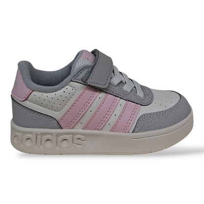 adidas-breakbase-kj9593-sneakers-bambine-bianco-grigio-rosa-laccio-elastico-velcro-pelle-taglie-28-35-scarpetteria-gica-trani
