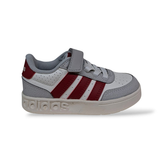 adidas-breakbase-kj9594-sneakers-bambini-bianco-grigio-rosso-laccio-elastico-velcro-pelle-taglie-28-35-scarpetteria-gica-trani