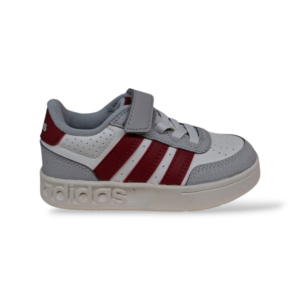 adidas-breakbase-kj9594-sneakers-bambini-bianco-grigio-rosso-laccio-elastico-velcro-pelle-taglie-28-35-scarpetteria-gica-trani