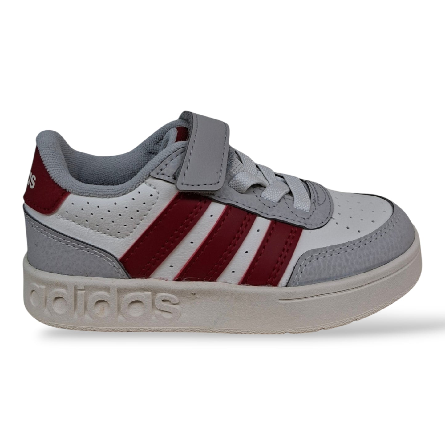 adidas-breakbase-kj9594-sneakers-bambini-bianco-grigio-rosso-laccio-elastico-velcro-pelle-taglie-28-35-scarpetteria-gica-trani
