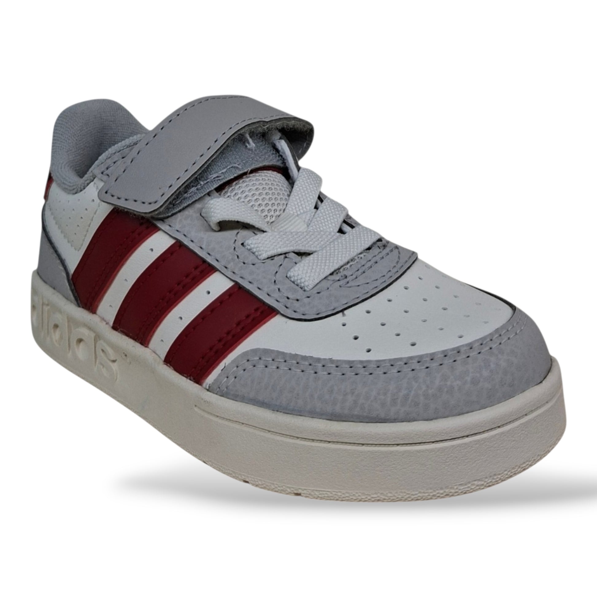 scarpe-pelle-bambini-adidas-breakbase-bianco-grigio-rosso-laccio-elastico-strappo-scuola-primaria-scarpetteria-gica-trani
