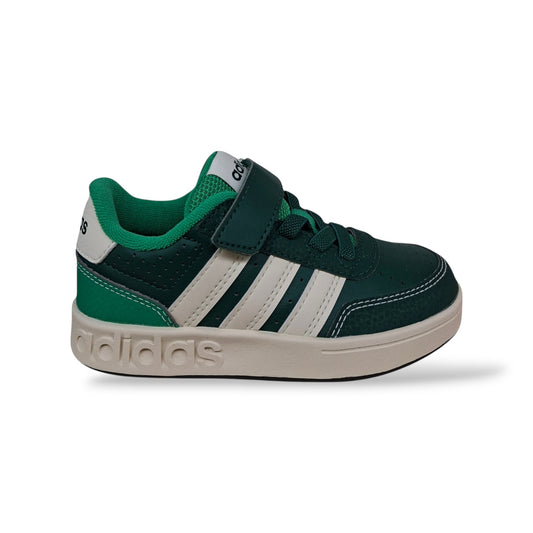 adidas-breakbase-ki1968-sneakers-bambini-verdone-bianco-laccio-elastico-velcro-pelle-taglie-28-35-scarpetteria-gica-trani
