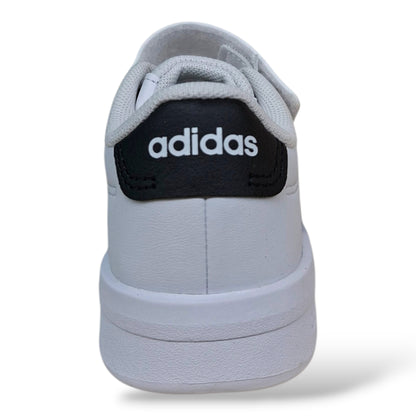 adidas-grand-court-sneakers-bambino-bianco-nero-laccio-elastico-velcro-suola-antiscivolo-scarpetteria-gica-trani
