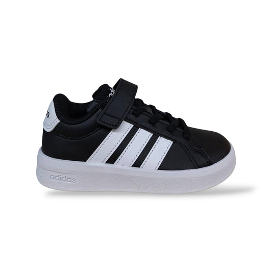 adidas-grand-court-sneakers-bambini-nero-bianco-lacci-elastici-velcro-pelle-taglie-28-35-scarpetteria-gica-trani
