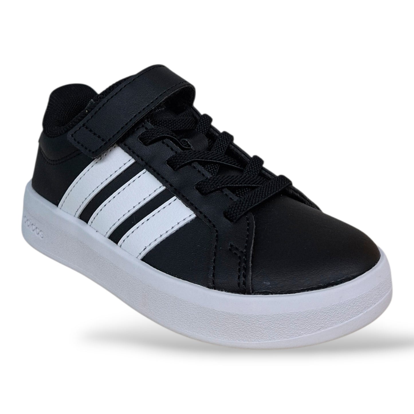 scarpe-pelle-bambini-adidas-grand-court-nero-bianco-velcro-strappo-scuola-primaria-scarpetteria-gica-trani
