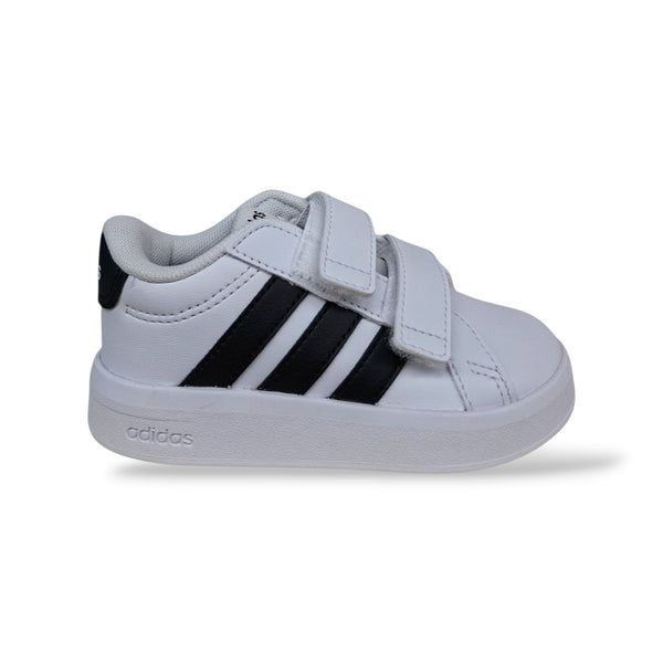 adidas-grand-court-hp3534-sneakers-bambina-bianco-nero-strappo-velcro-pelle-taglie-20-27-scarpetteria-gica-trani
