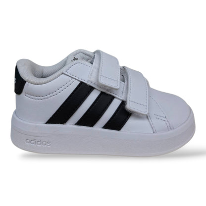 adidas-grand-court-hp3534-sneakers-bambina-bianco-nero-strappo-velcro-pelle-taglie-20-27-scarpetteria-gica-trani
