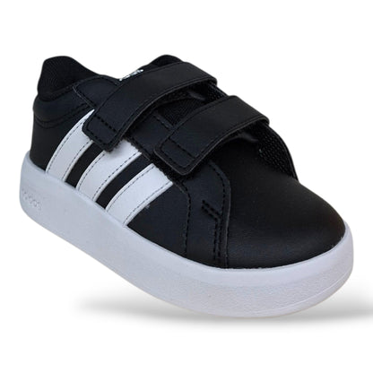 scarpe-pelle-bambino-piccolo-adidas-grand-court-nero-bianco-velcro-strappo-scuola-materna-scarpetteria-gica-trani
