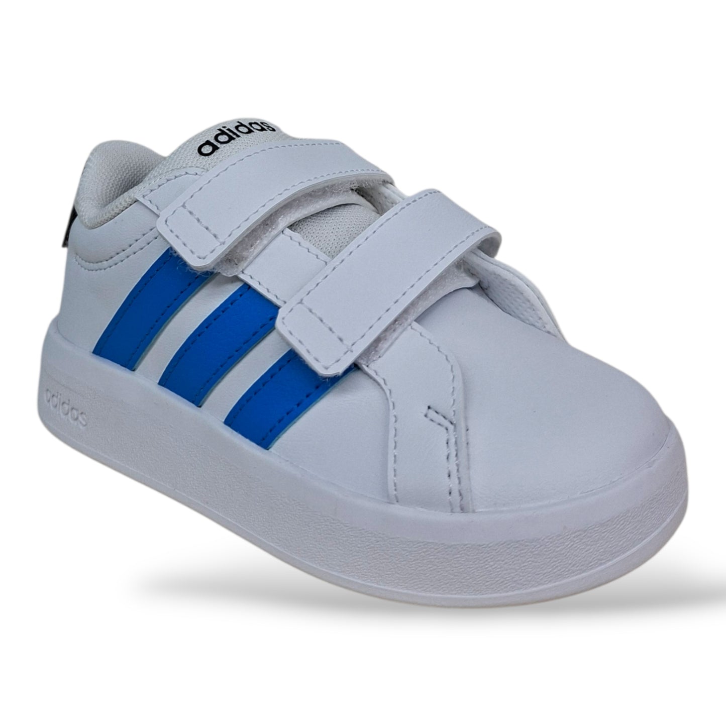 scarpe-pelle-bambini-piccoli-adidas-grand-court-bianco-celeste-grigio-velcro-strappo-scuola-materna-scarpetteria-gica-trani
