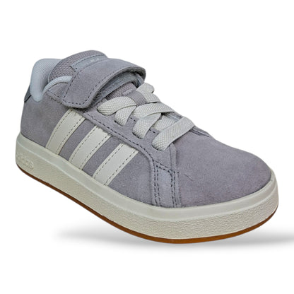 scarpe-suede-bambini-adidas-grand-court-grigio-bianco-laccio-elastico-strappo-scuola-primaria-scarpetteria-gica-trani
