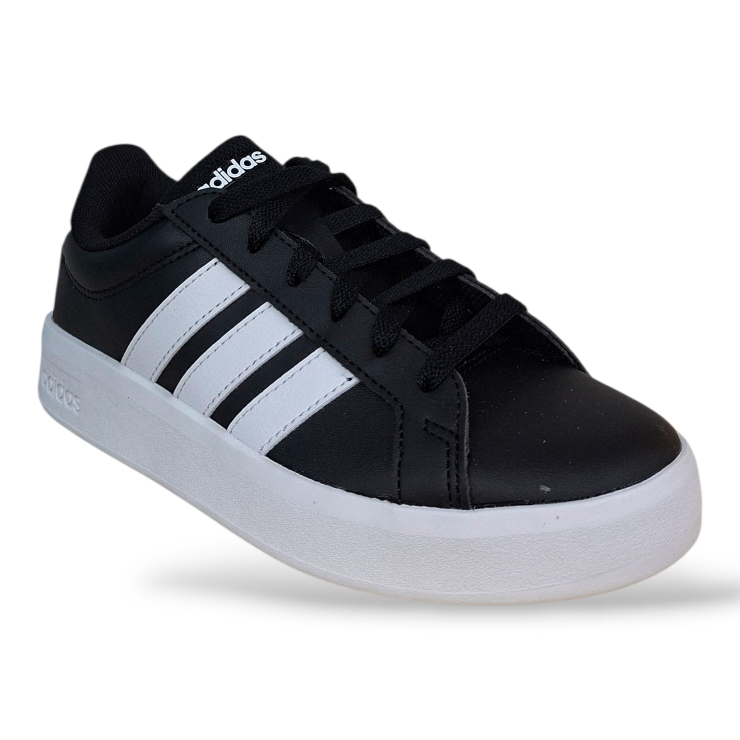 scarpe-pelle-ragazze-adidas-grand-court-nero-bianco-lacci-tradizionali-scuola-media-scarpetteria-gica-trani
