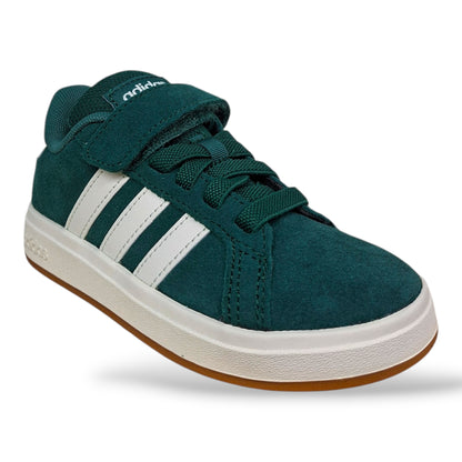scarpe-suede-ragazzi-adidas-grand-court-verdone-bianco-laccio-elastico-strappo-scuola-primaria-scarpetteria-gica-trani
