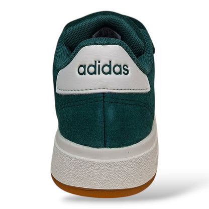 adidas-grand-court-sneakers-ragazzi-verdone-bianco-suede-morbido-velcro-suola-gomma-antiscivolo-scarpetteria-gica-trani
