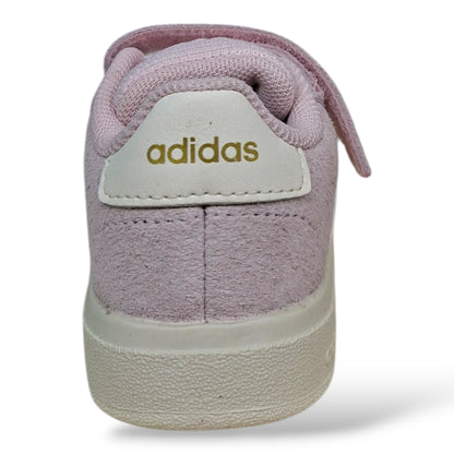 adidas-grand-court-sneakers-bambina-rosa-bianco-suede-morbido-velcro-suola-gomma-antiscivolo-scarpetteria-gica-trani
