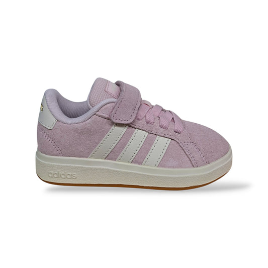 adidas-grand-court-jh6181-sneakers-bambine-rosa-bianco-suede-laccio-elastico-velcro-taglie-28-35-scarpetteria-gica-trani

