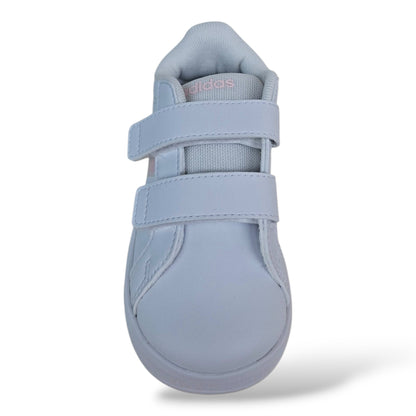 scarpe-bambina-primi-passi-adidas-grand-court-bianco-cangiante-velcro-pelle-suola-antiscivolo-scarpetteria-gica-trani
