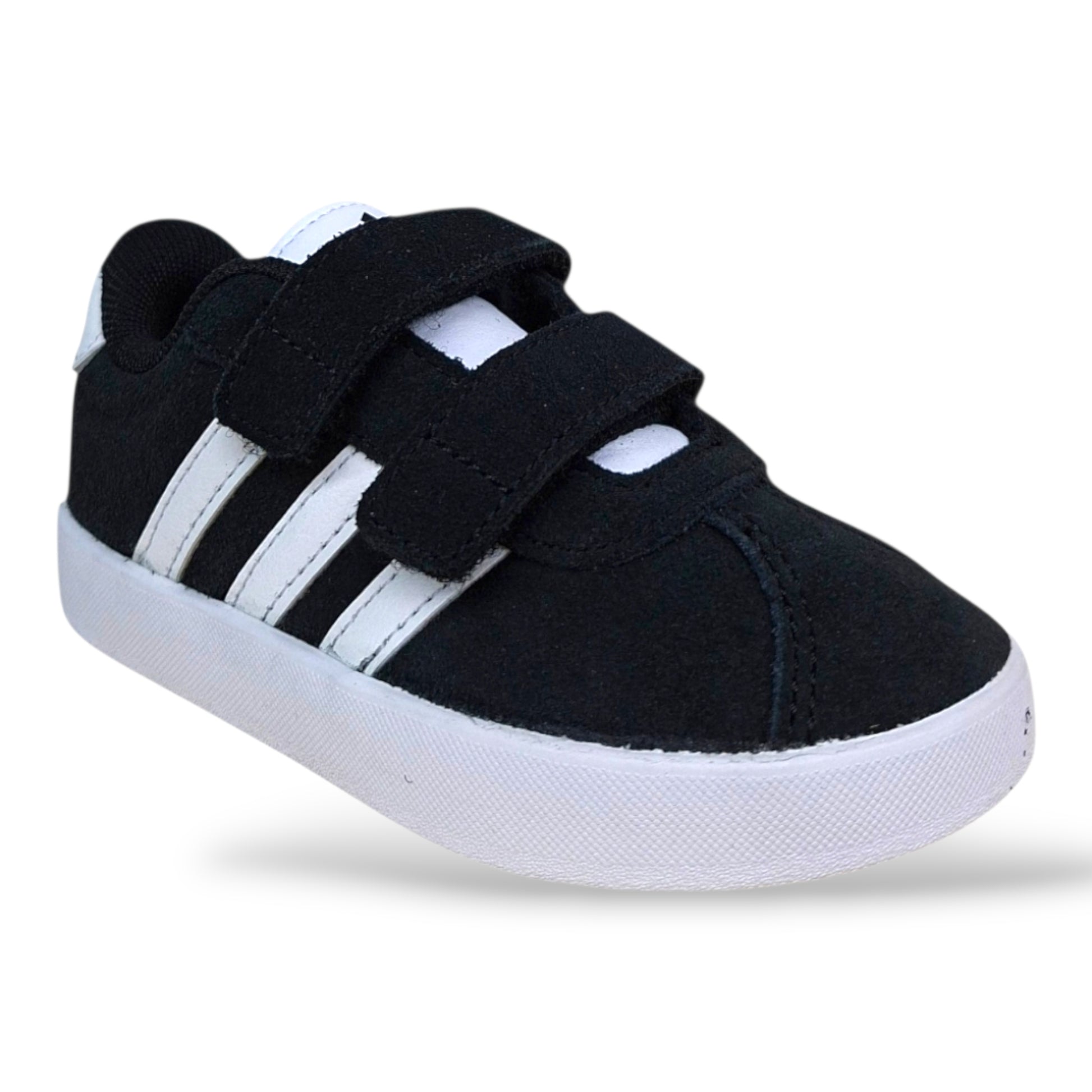 scarpe-suede-bambino-piccolo-adidas-vl-court-nero-bianco-velcro-strappo-primi-passi-scarpetteria-gica-trani
