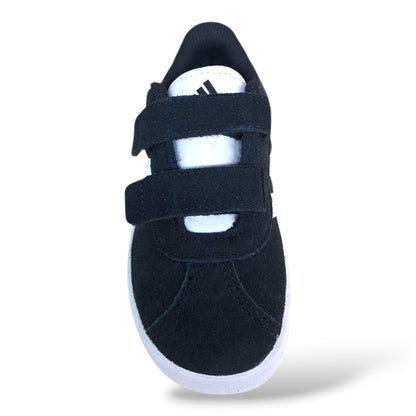 scarpe-asilo-scuola-materna-bambino-adidas-vl-court-nero-bianco-suede-velcro-scarpetteria-gica-trani

