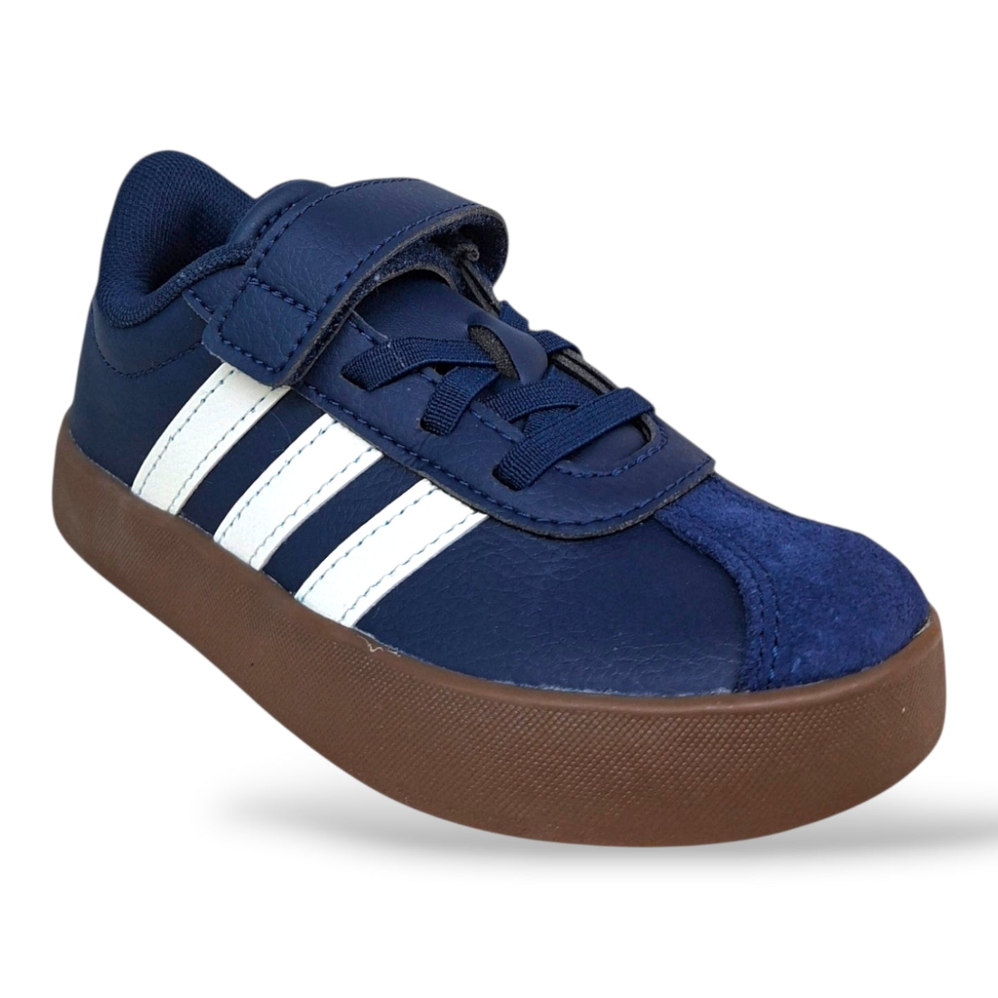 scarpe-suede-bambini-adidas-vl-court-blu-marrone-laccio-elastico-strappo-scuola-primaria-scarpetteria-gica-trani
