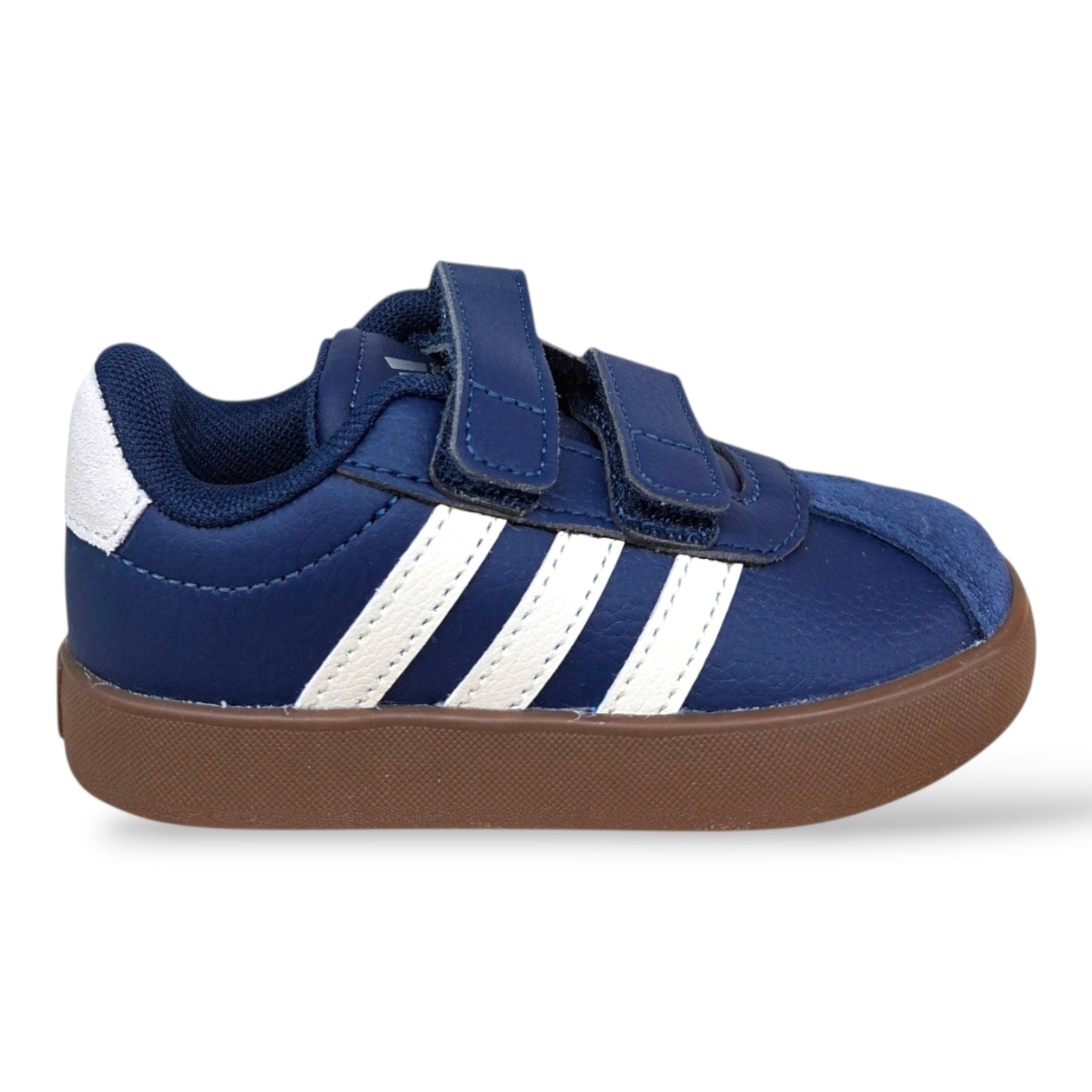 adidas-vl-court-kk4575-sneakers-bambini-piccoli-blu-marrone-suede-velcro-strappo-taglie-20-27-scarpetteria-gica-trani
