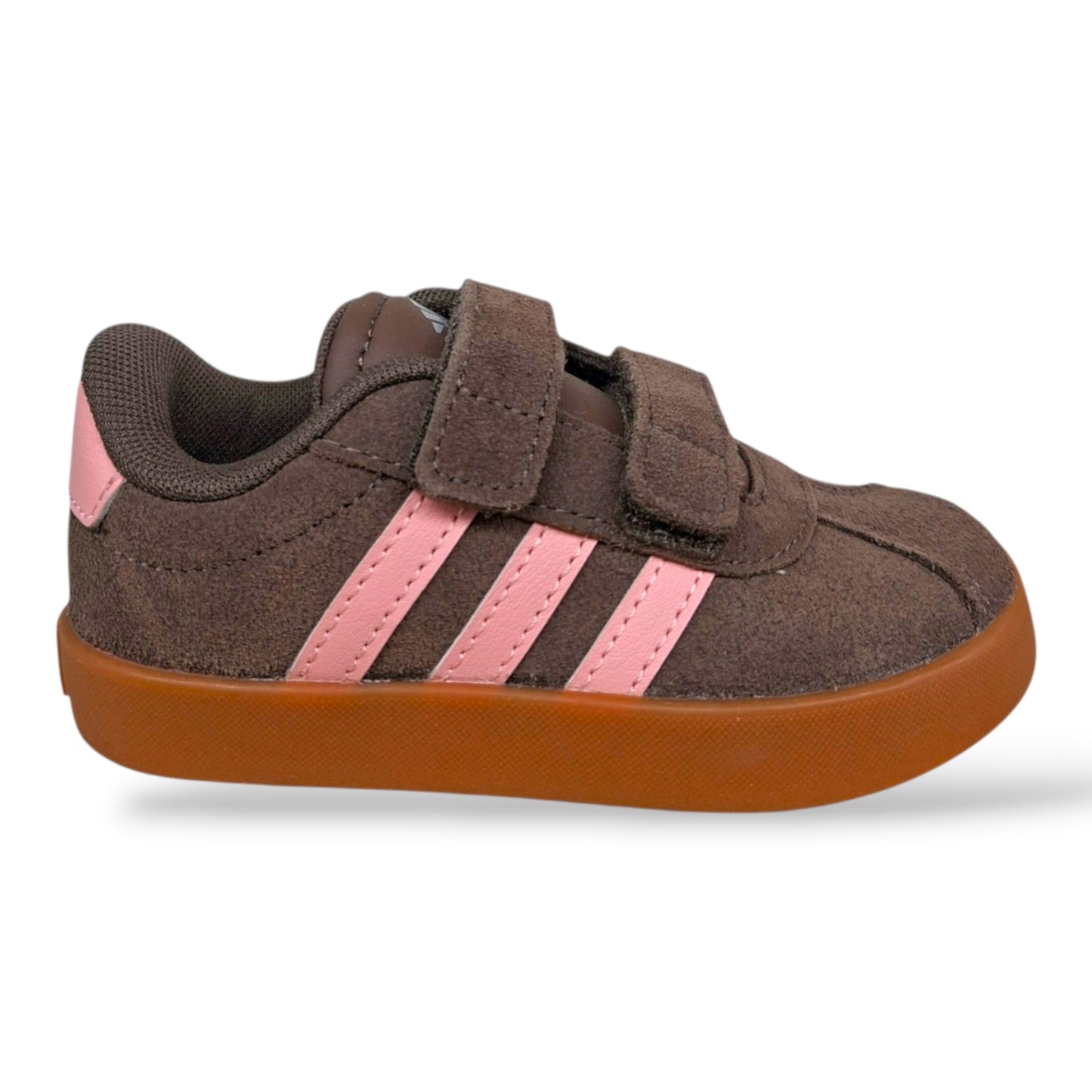 adidas-vl-court-kk4584-sneakers-bambina-piccola-marrone-rosa-suede-velcro-strappo-taglie-20-27-scarpetteria-gica-trani
