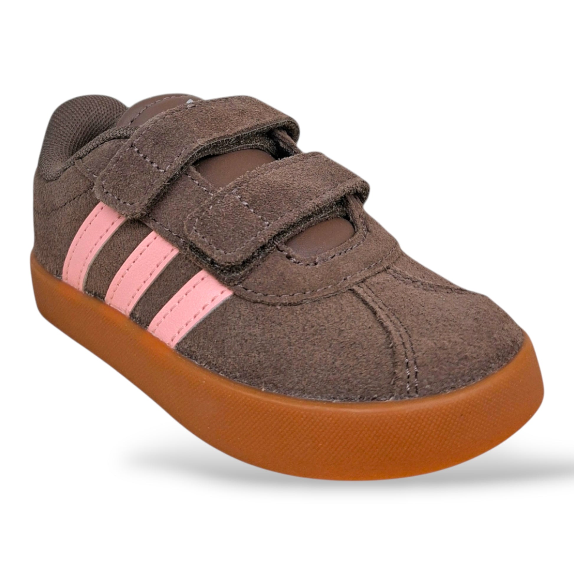 scarpe-suede-bambina-piccola-adidas-vl-court-marrone-rosa-velcro-scuola-materna-scarpetteria-gica-trani
