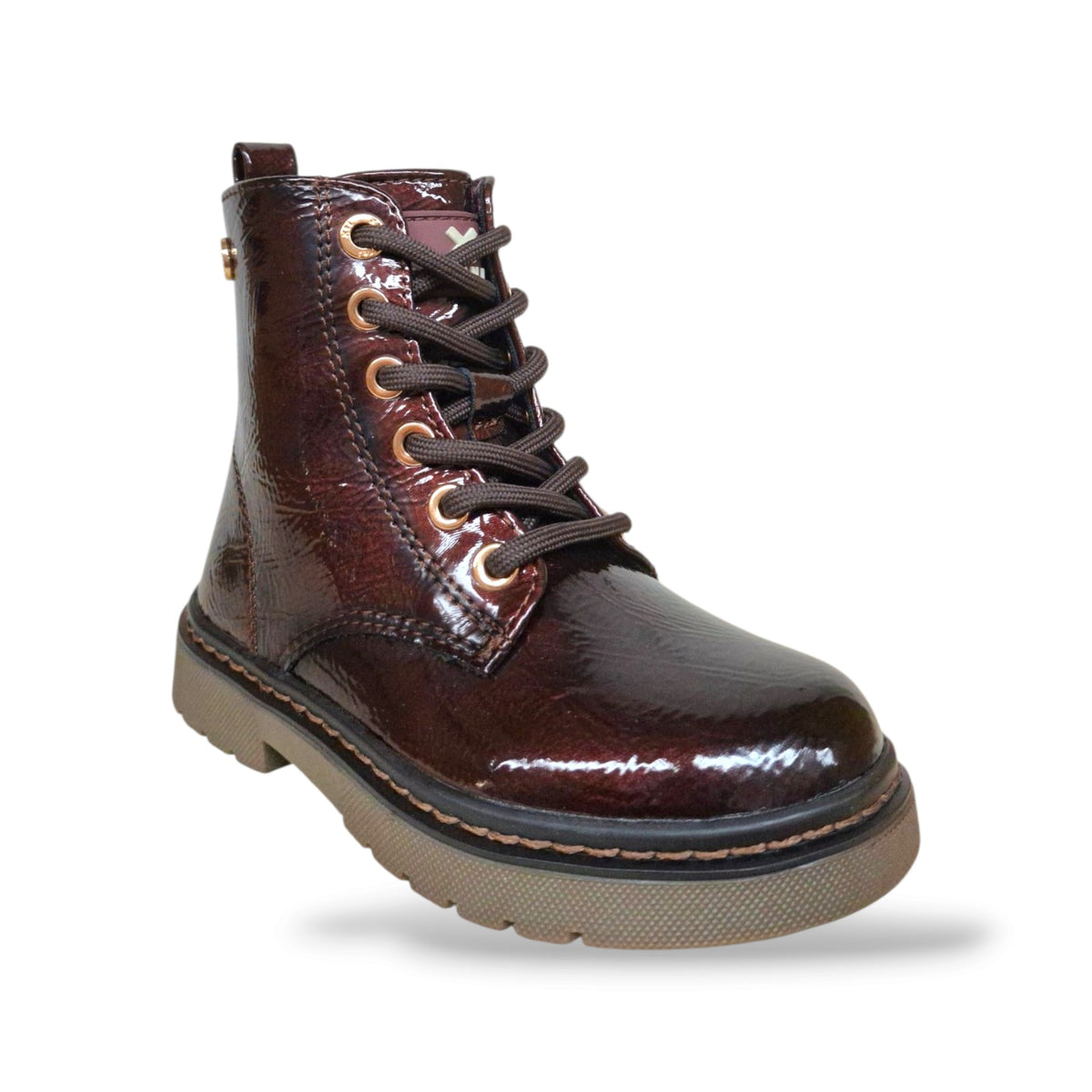 anfibio-bambine-ragazze-xti-botin-15404402-bordeaux-vernice-tomaia-brillante-moderna-decisa-profonda-lacci-calzata-stabile-zip-laterale-indosso-rapido-stile-grintoso-urbano-casual-tempo-libero-passeggiate-taglie-25-31-scarpetteria-gica-trani
