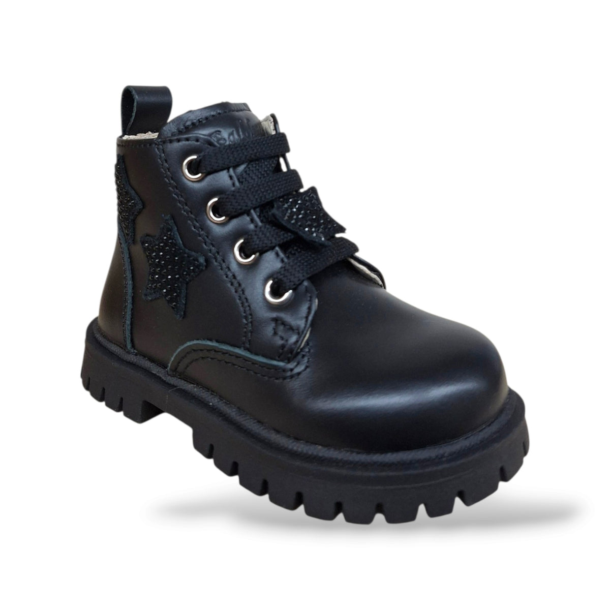 anfibio-primi-passi-bambina-balducci-cita-matr2732-nero-stelle-glitter-pelle-tomaia-fodera-sottopiede-fondo-gomma-flessibile-artigianale-italiano-zip-laterale-taglie-20-26-scarpetteria-gica-trani
