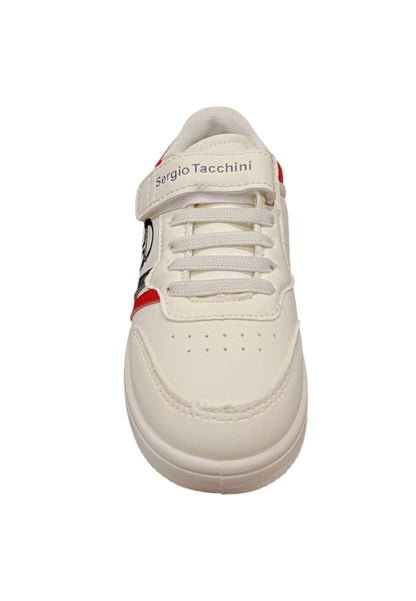 Scarpe snekears Unisex bambino Sergio Tacchini ROMA  bianco-blue-rosso laccio elastico e velcro