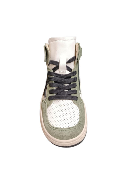 Ciao Junior Snk Sneakers Bambino Ragazzo Bianco Verdone Nero - Scarpe Pelle Zip
