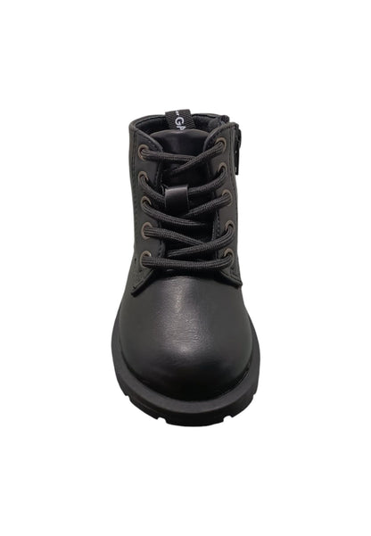 Anfibio bambina Gaelle Blond nero pelle crack lacci urban style