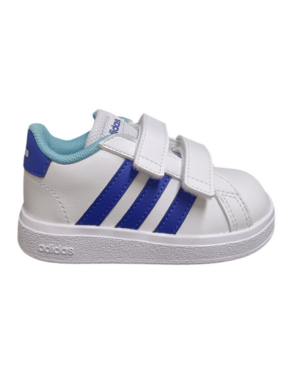 sarpe sneakers Bambini e ragazzi adidas GRAD COURT  bianco-blue velcro