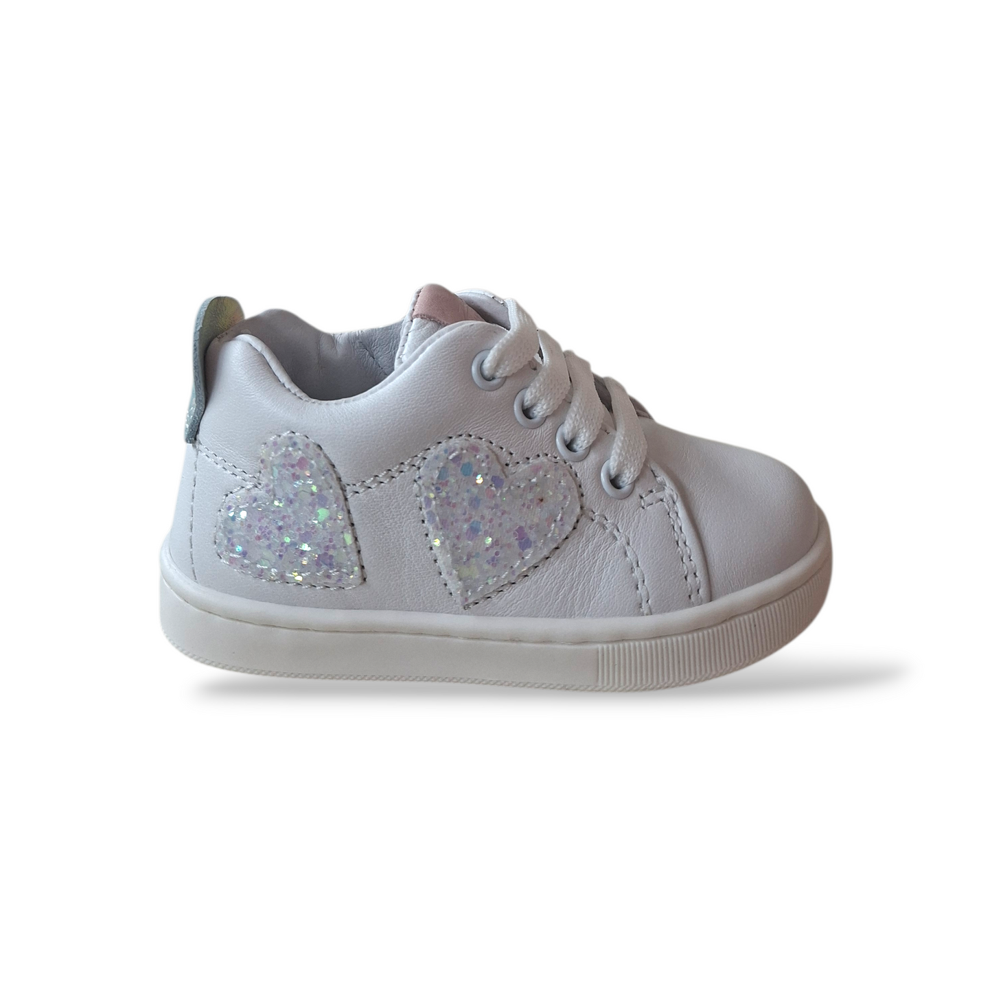 Scarpe primi passi bambina Balducci Cita Soft bianco rosa glitter pelle Made in Italy - Scarpetteria Gica Trani
