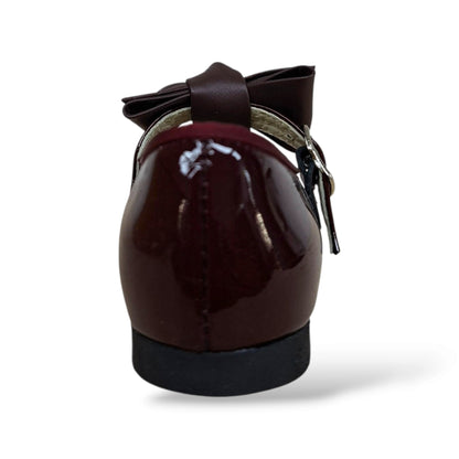 panyno-b2601-scarpe-ballerina-bambina-bordeaux-vernice-lucida-fiocco-estraibile-fibbia-cerimonia-battesimo-prima-comunione-recita-natale-saggio-danza-scuola-romantica-autunno-inverno-2026-taglie-24-29-scarpetteria-gica-trani
