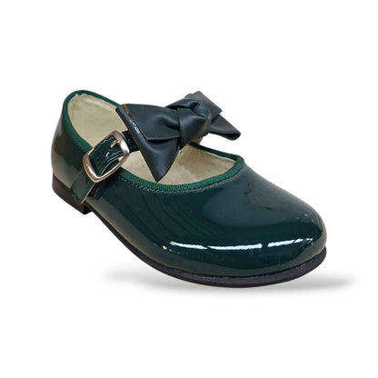 ballerina-bambolina-bambina-panyno-b2601-verdone-vernice-lucida-brillante-fiocco-estraibile-fibbia-fodera-pelle-sottopiede-anatomico-fondo-gomma-verde-bosco-sofisticato-originale-taglie-24-29-scarpetteria-gica-trani
