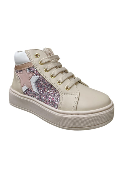 Scarpe sneakers Bambine e ragazze balducci KIABI  beige-rosa-bianco-multicolor laccio e zip laterale