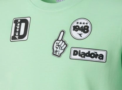 T-shirt Diadora Bambino Verde-Bianco con Logo - Collezione PE2026
